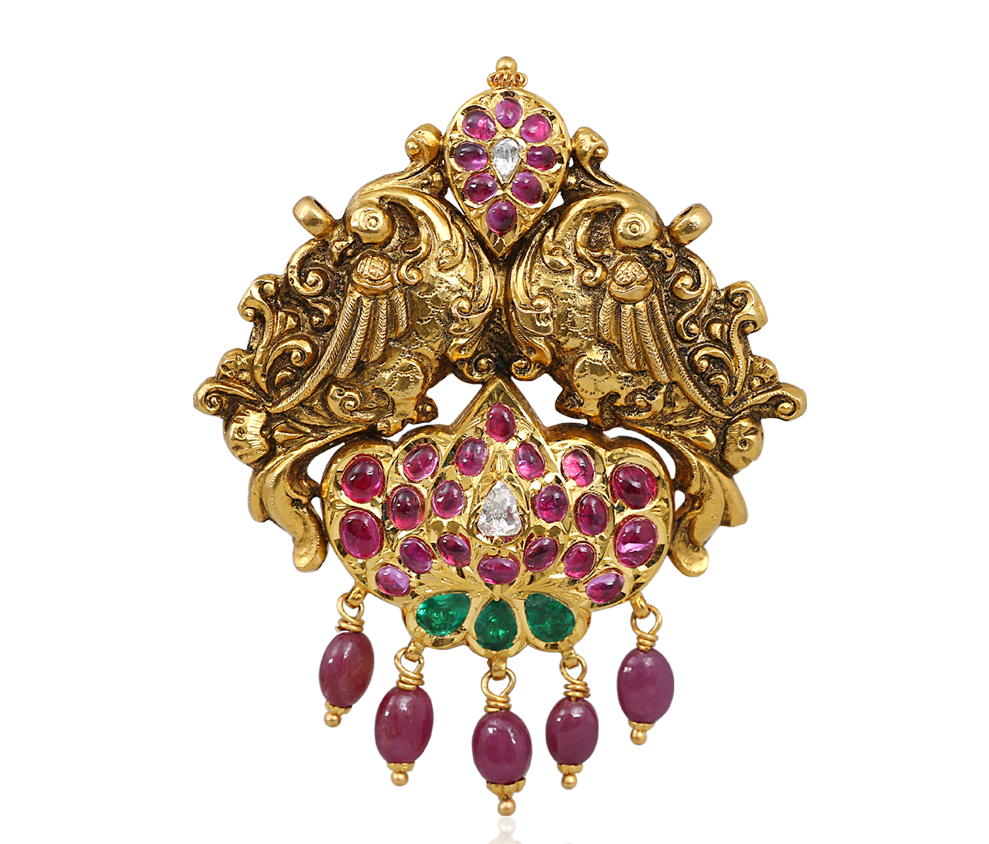Antique Gold Pendants Designs | Dhanalakshmi Jewellers