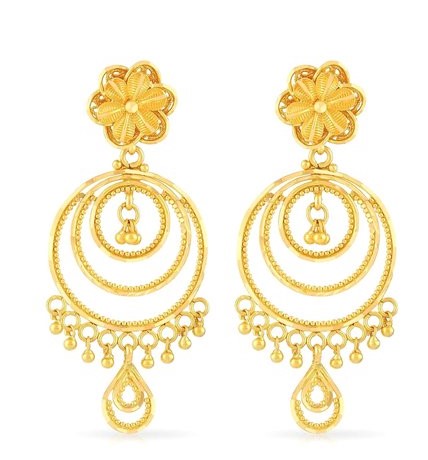 Buy quality 916 Yellow Gold light weight Design Earrings in Bengaluru