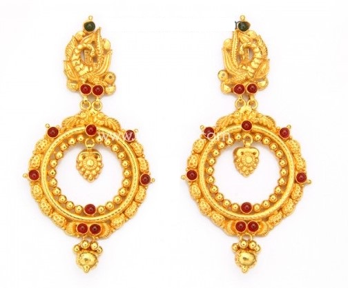 Light Weight Gold Chandbali Earrings - Dhanalakshmi Jewellers