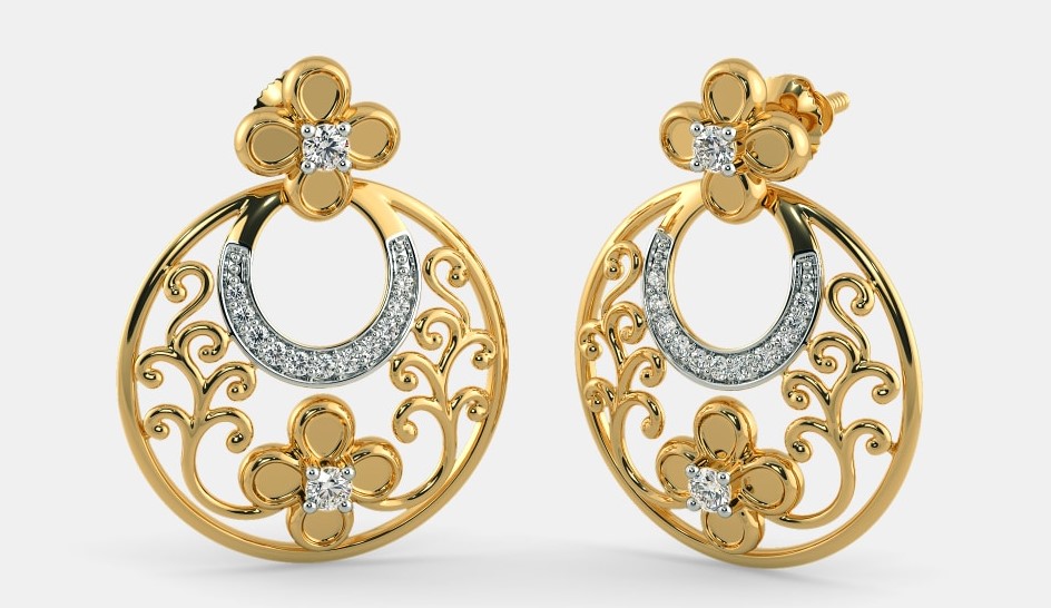 Marriage Golden Chandbali Jhumka Earrings