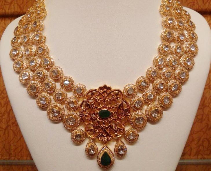 Light weight sales uncut diamond necklace
