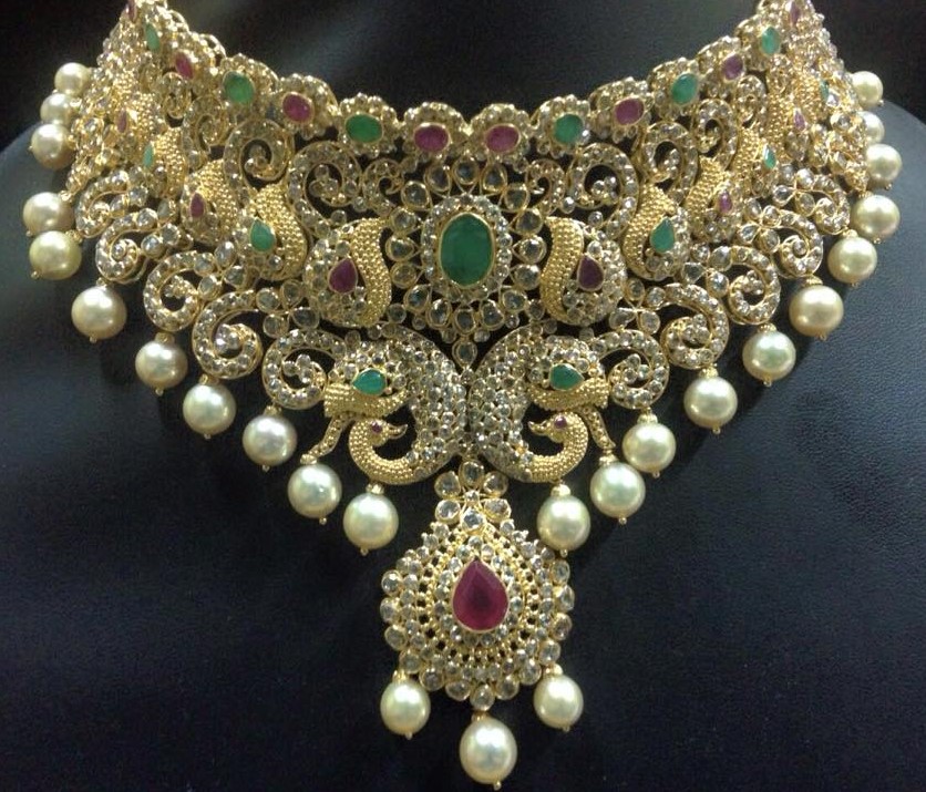Latest Uncut Diamond Jewellery Necklace Designs Dhanalakshmi Jewellers