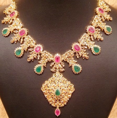 Latest Uncut Diamond Jewellery Necklace Designs Dhanalakshmi Jewellers