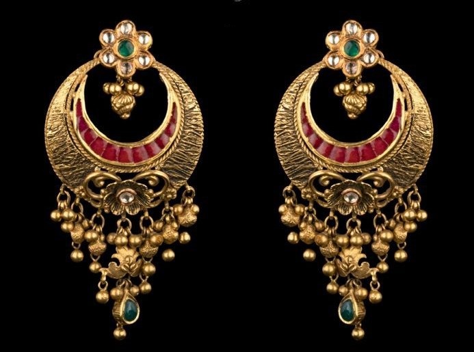CZ chandbali earrings online peacock design - Swarnakshi Jewelry