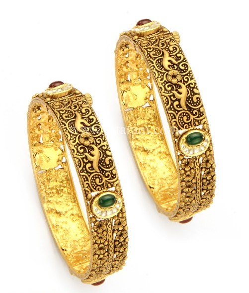 Antique Gold Bangles Designs - Dhanalakshmi Jewellers