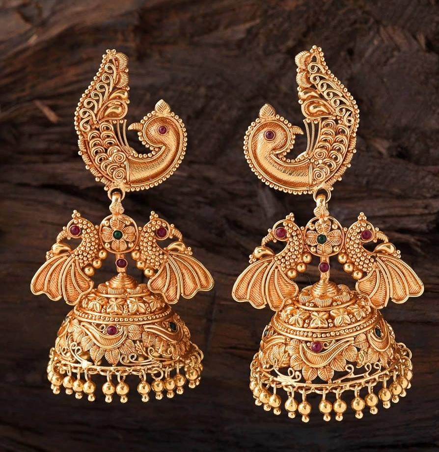 22Kt gold earrings with vibrant stones | Gold earrings models, Gold earrings  designs, Antique gold earrings