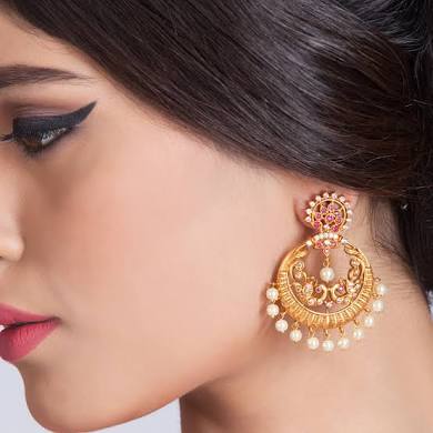 Gold Plated Ethnic Chand Bali Earrings