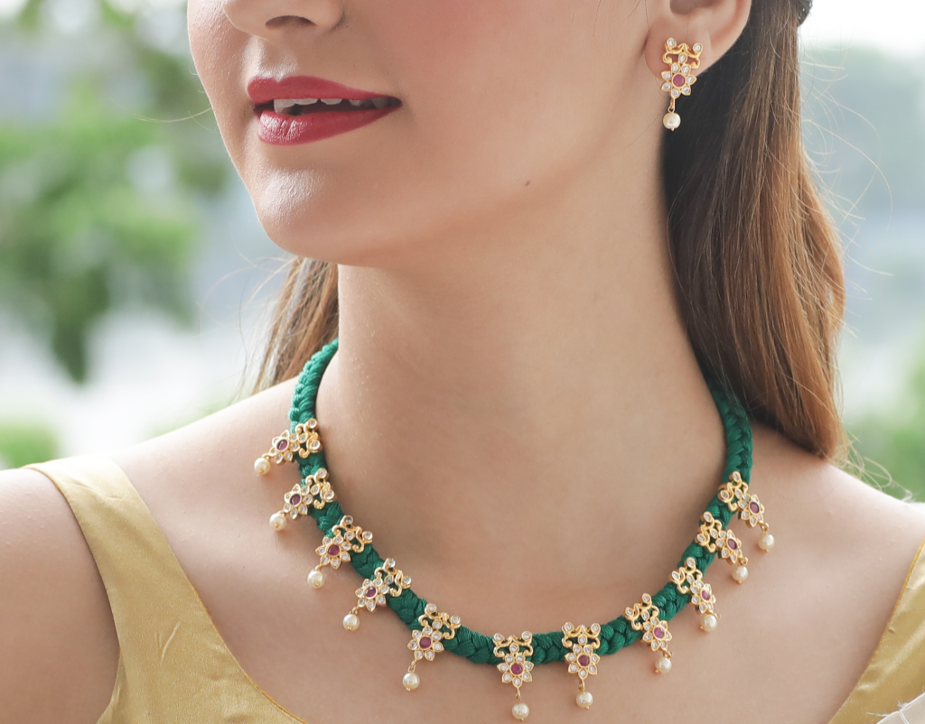 Different Styles Dori Thread Necklace Designs Dhanalakshmi Jewellers