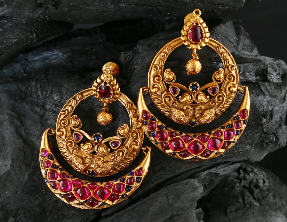 Chandbali earrings malabar shop gold
