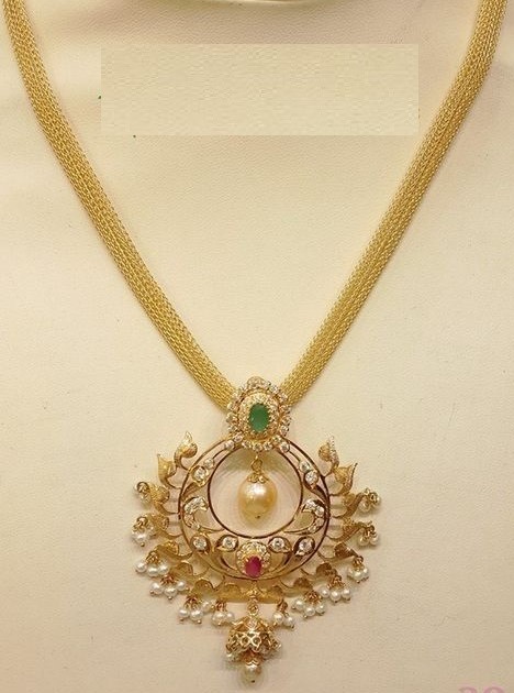 Gold Long Necklace Designs in 30 grams