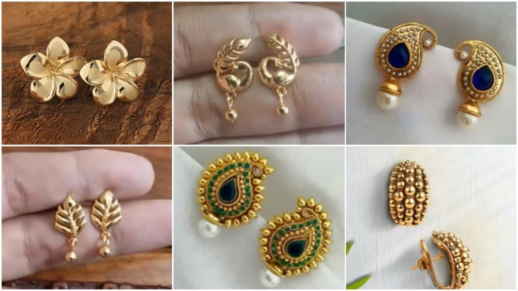 Buy daily wear gold earrings  Top gold earrings designs for daily use