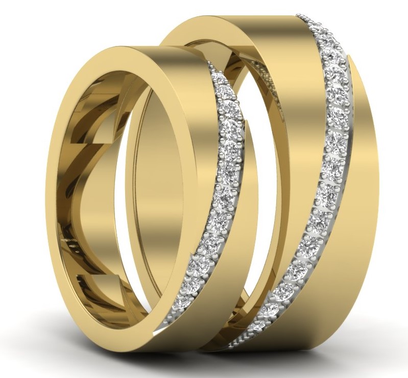 22K 5mm Gold Band Couple Rings JL AU 22K