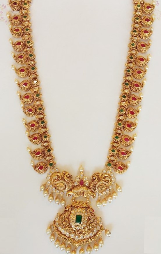 Traditional Gold Mango Necklace - Indian Jewellery Designs