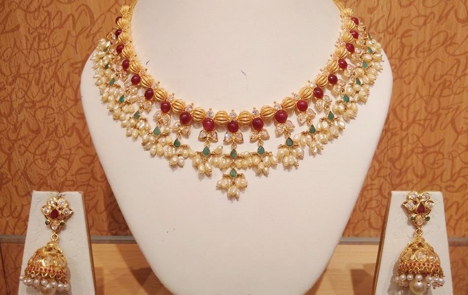Pearl sets designs in gold 2025
