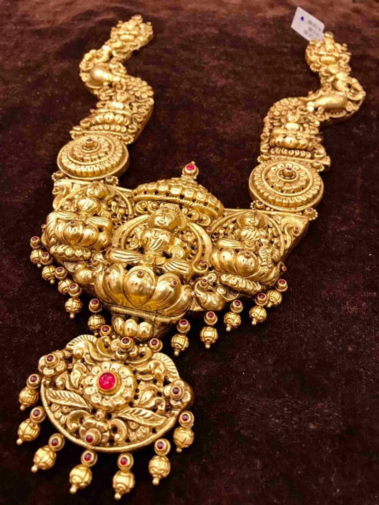 Temple Jewellery Haram Designs Dhanalakshmi Jewellers