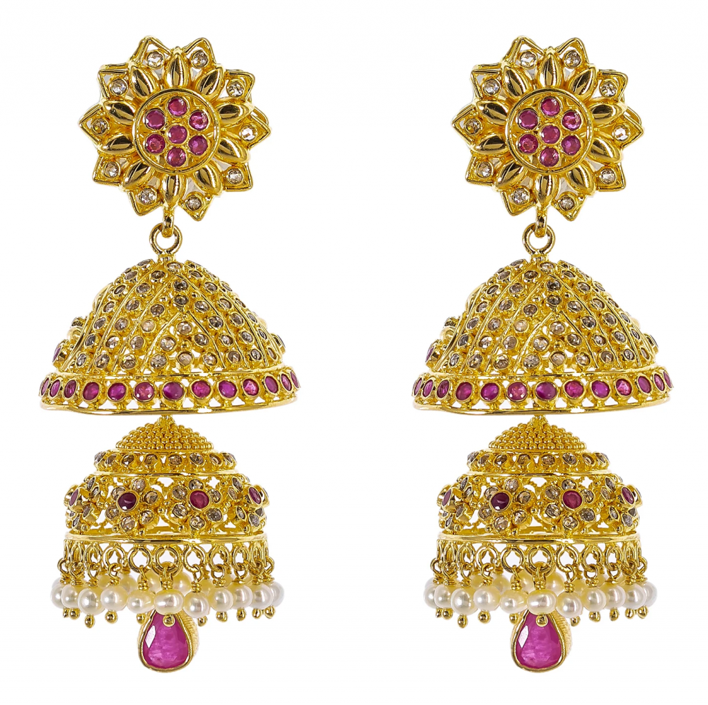 uncut diamond jhumkas