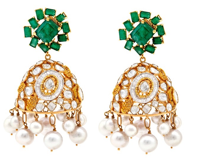 uncut diamond jhumkas