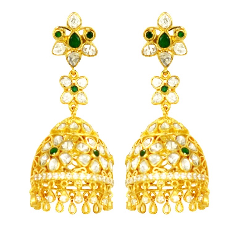 uncut diamond jhumkas