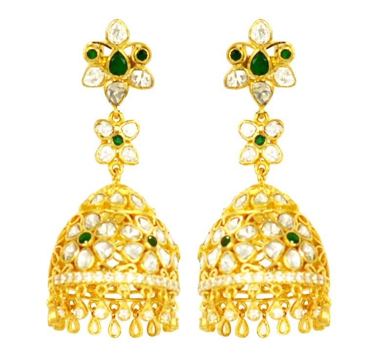 uncut diamond jhumkas