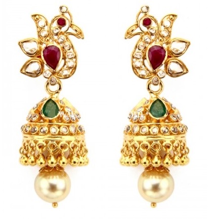 uncut diamond jhumkas