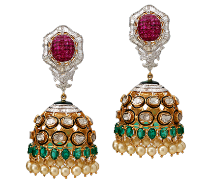 uncut diamond jhumkas