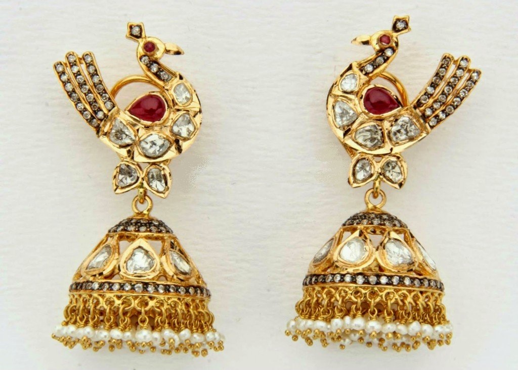 uncut diamond jhumkas