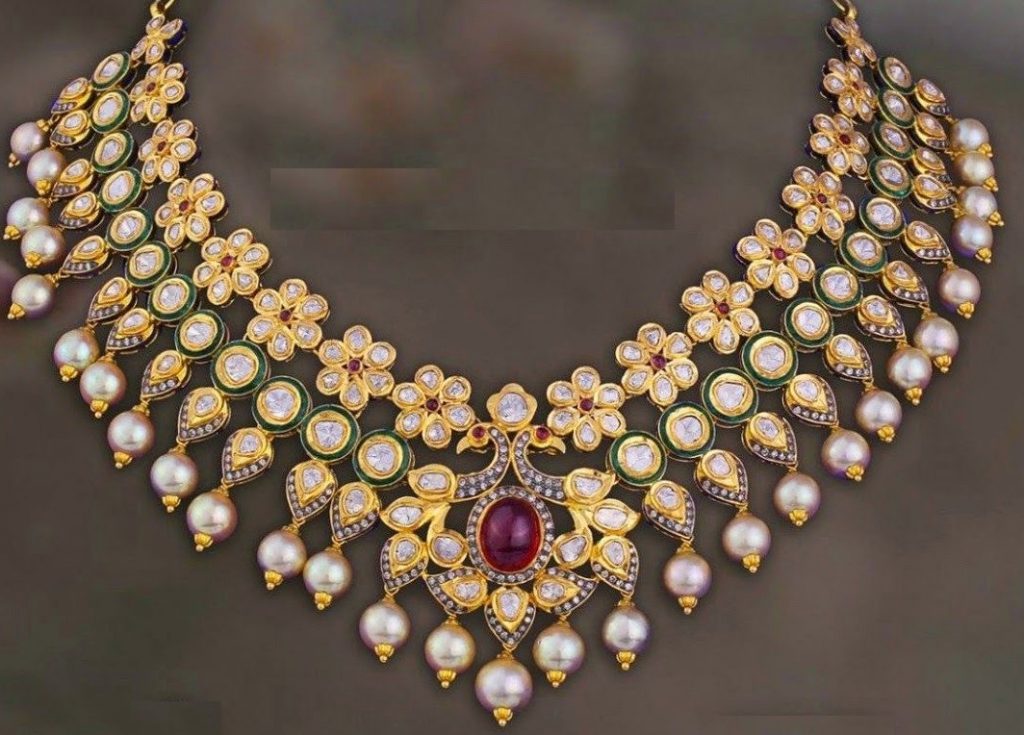 Buy Uncut Diamond Necklace & Jhumka Set | Krishna Jewellers