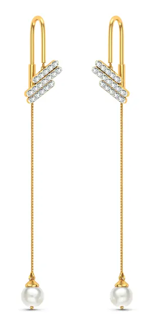 Diamond Sui Dhaga Gold Earrings