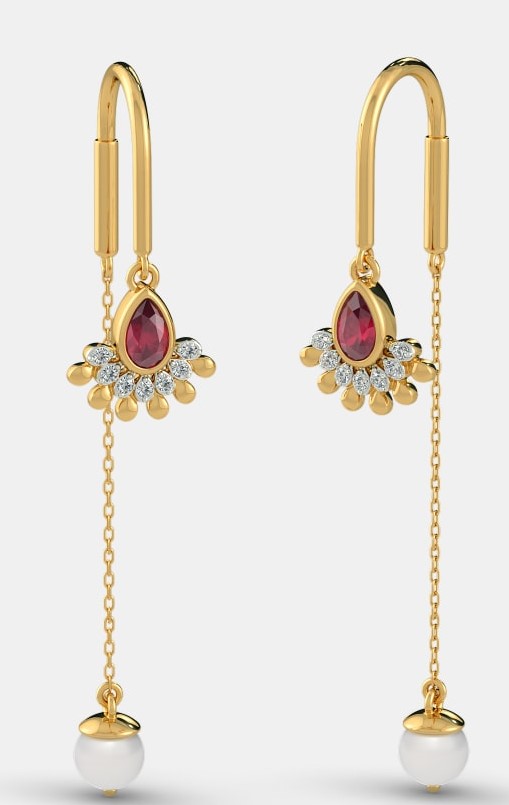 Buy Vaibhav Jewellers 14K Gold Floral Suidhaga Earrings 485DA410 Online  from Vaibhav Jewellers