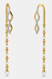 Diamond Sui Dhaga Gold Earrings