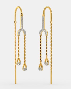 Diamond Sui Dhaga Gold Earrings