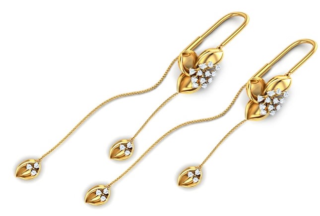 Diamond Sui Dhaga Gold Earrings