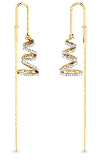 Diamond Sui Dhaga Gold Earrings