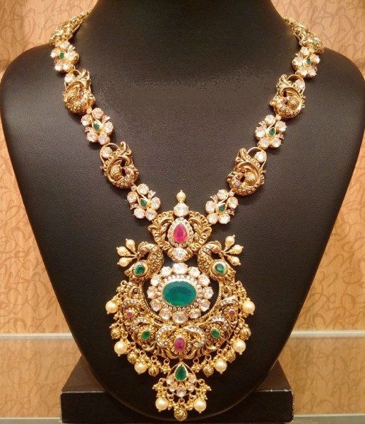 Traditional Antique Gold Peacock Necklace Designs