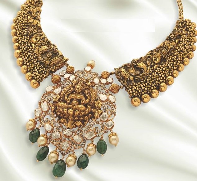 Traditional Antique Gold Peacock Necklace Designs