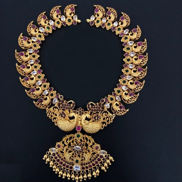 Traditional Antique Gold Peacock Necklace Designs