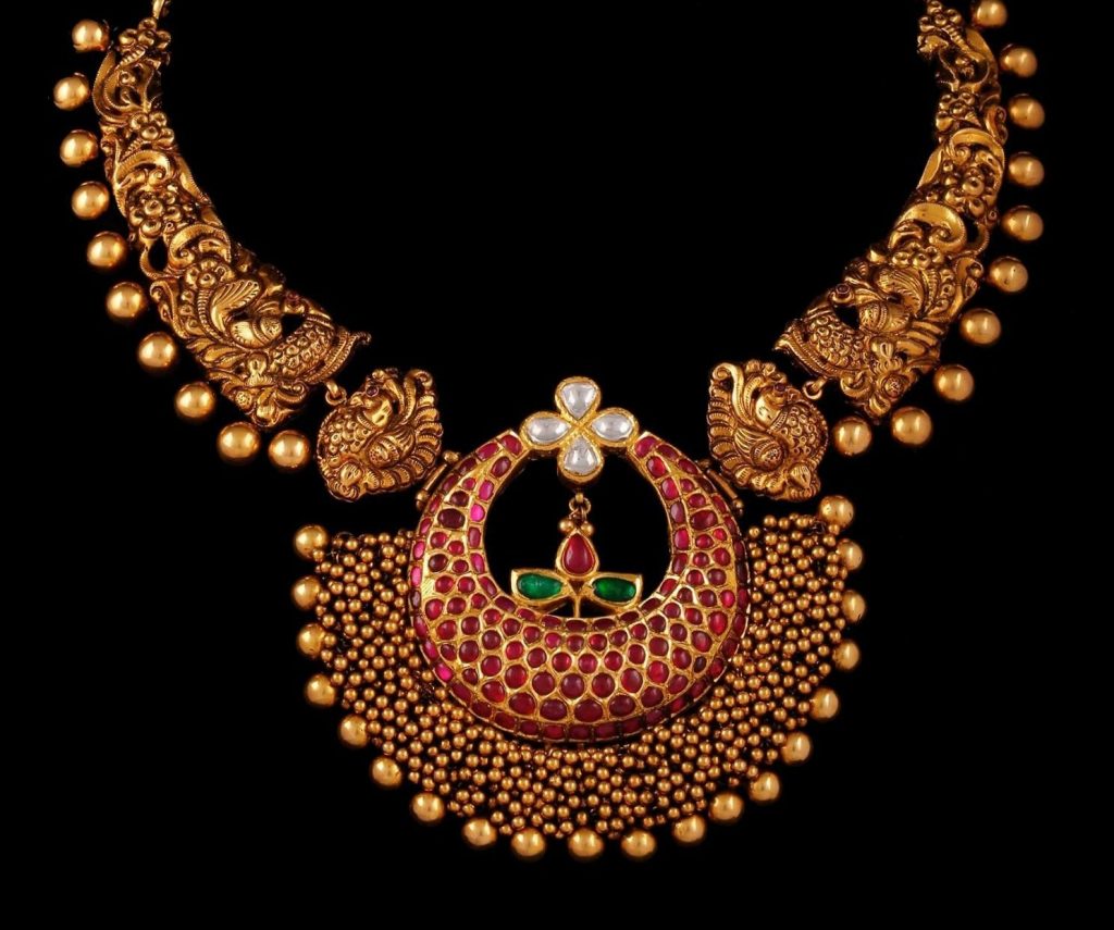 Traditional Antique Gold Peacock Necklace Designs