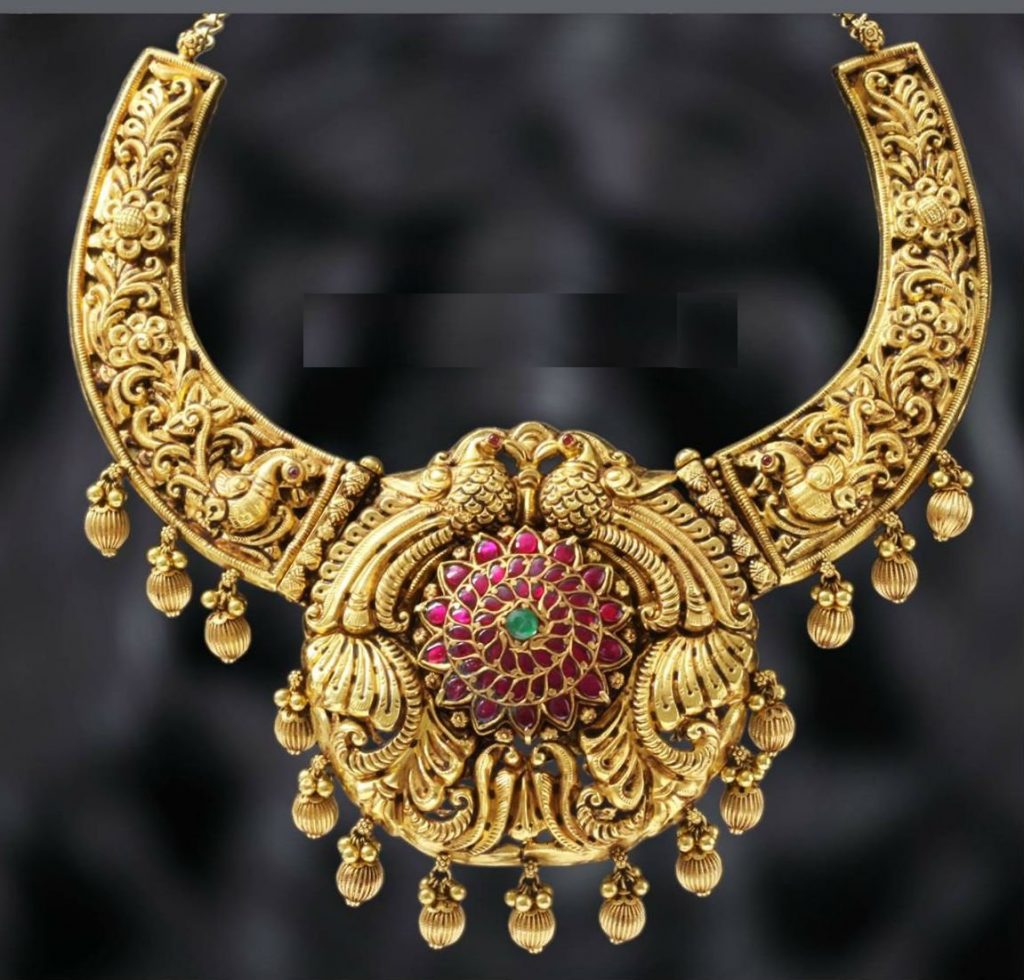 Traditional Antique Gold Peacock Necklace Designs