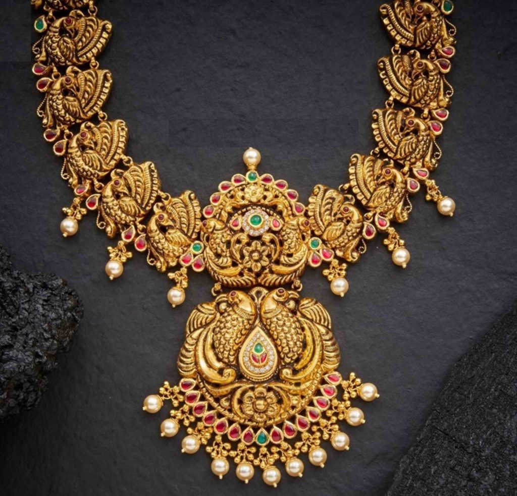 Nakshi Jewelry|Traditional Temple Jewelry|Peacok Necklace Designs|Antique Jewellery