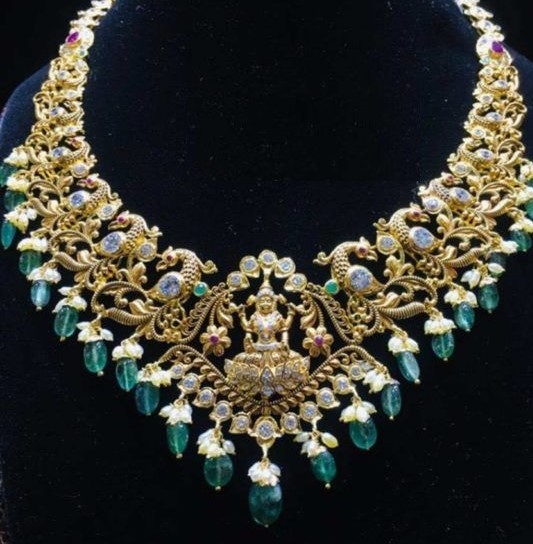 Traditional Antique Gold Peacock Necklace Designs