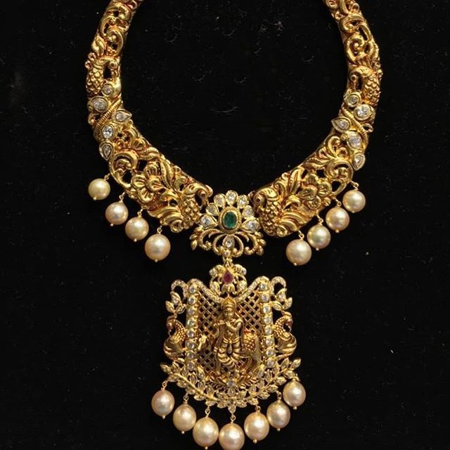 Traditional Antique Gold Peacock Necklace Designs