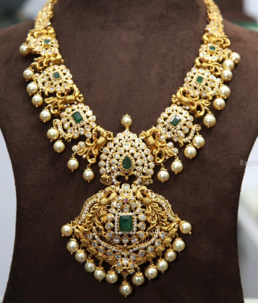 Traditional Antique Gold Peacock Necklace Designs