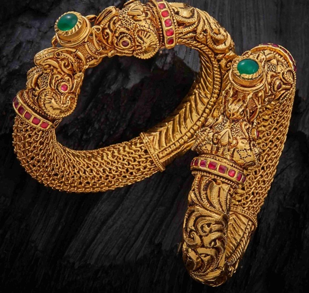 ANTIQUE POLISH REAL GOLD LOOK KUNDAN POLKI BRACELET  Sanvi Jewels