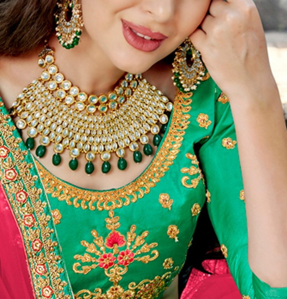 Bridal Jewellery|Bridal lehenga|Emerald Jewellery