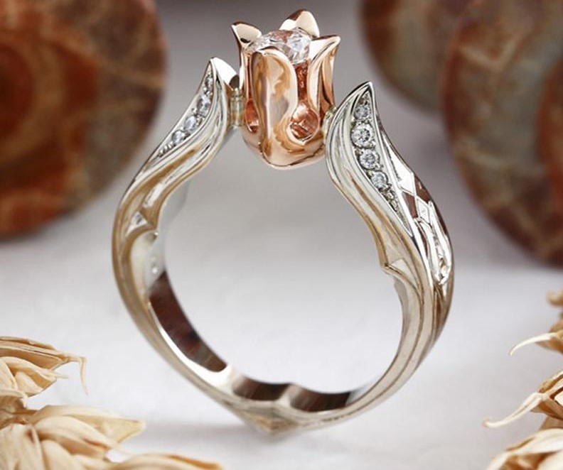 rose gold ring flower design