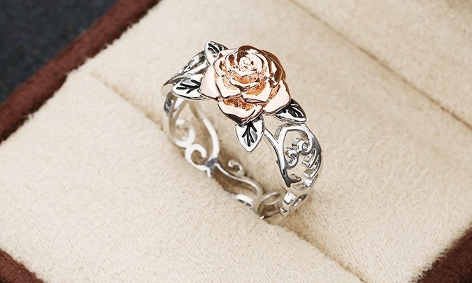 rose gold ring flower design