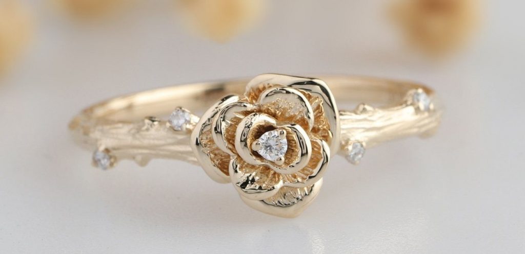 rose gold ring flower design