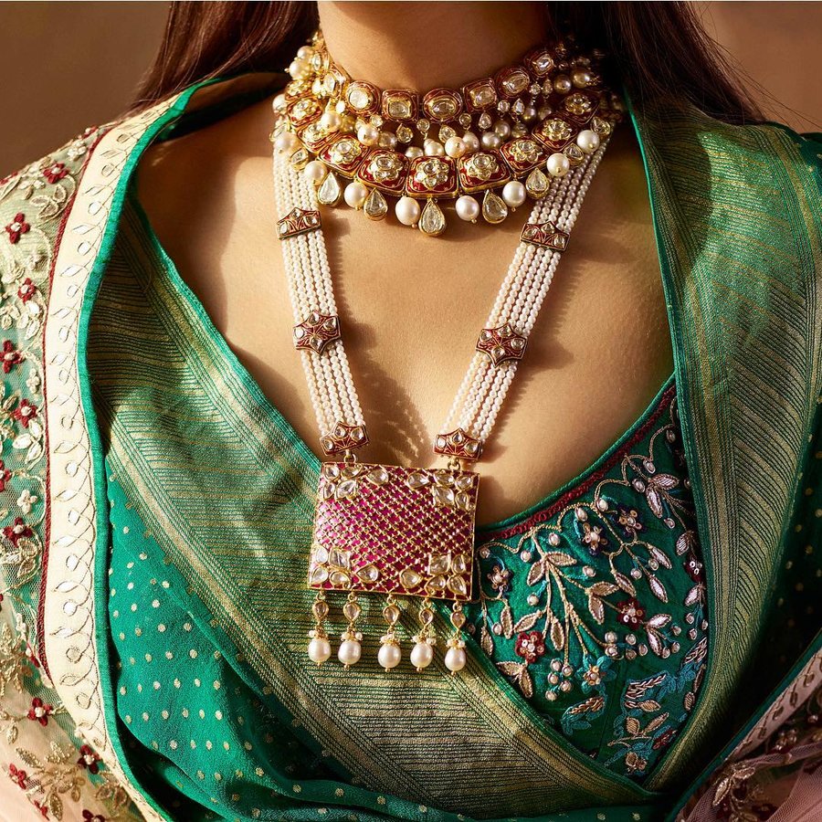 Ethnic Indian Fashion Jewelry Long Rani Har Earring/Jhumka Necklace Set Women 