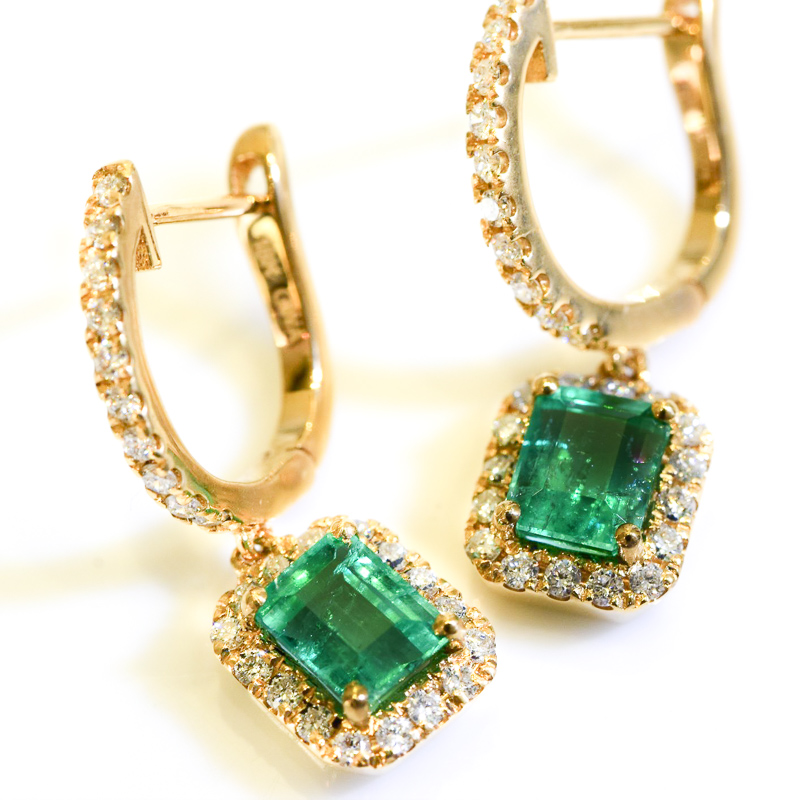 Gold Earring Designs with Gleaming Emeralds