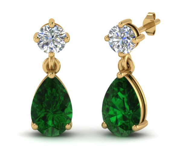 Emerald Gold Earrings | Dhanalakshmi Jewellers